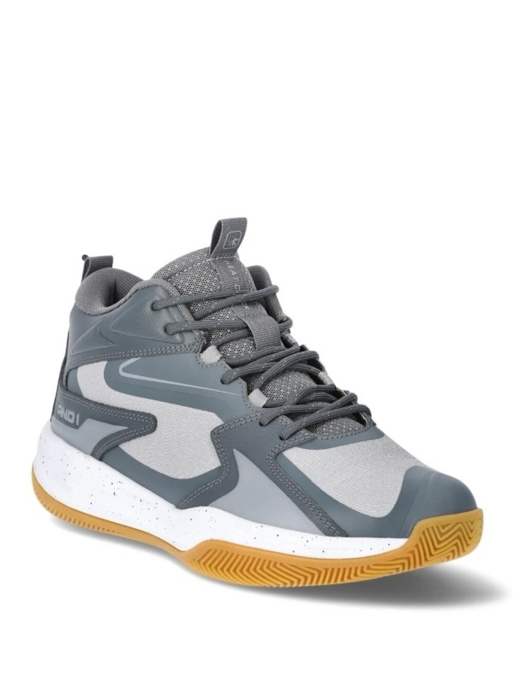 And1 Gray and White Court Sneakers with Gum Outsole.   T16